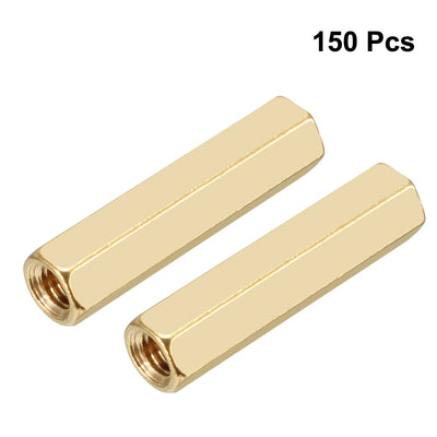 Harfington 150pcs Brass Straight PCB Pillar Female Thread Hex Standoff Spacer M3x5x20mm
