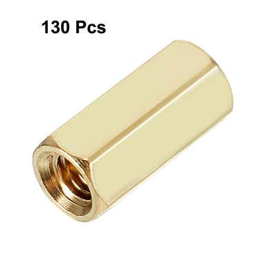Harfington 130pcs Brass Straight PCB Pillar Female Thread Hex Standoff Spacer M3x5x10mm