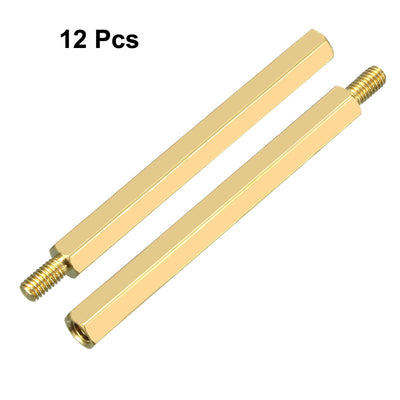 Harfington 12pcs M3 45+6mm Female Male Thread Brass Hex Standoff Spacer Screws PCB Pillar