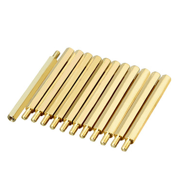 Harfington 12pcs M3 45+6mm Female Male Thread Brass Hex Standoff Spacer Screws PCB Pillar