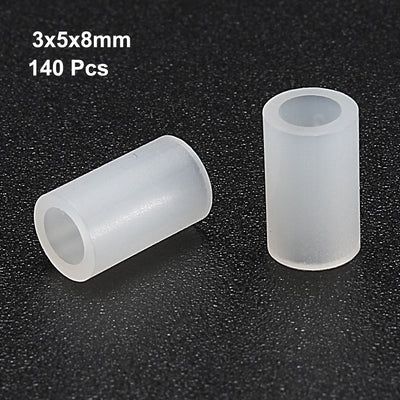 Harfington 140pcs 3x5x8mm Nylon Straight Insulating Tube PCB  Pillar Standoff Spacer
