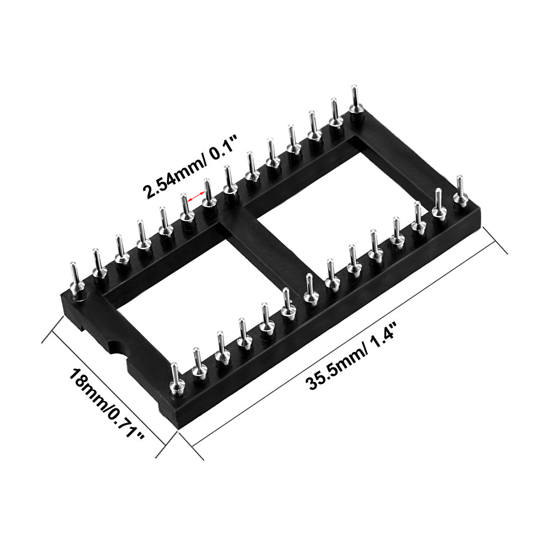 Harfington 17pcs 2.54mm Pitch 15.24mm Row Pitch2 Row 28 Round Pins Soldering DIP IC Chip Socket Adaptor