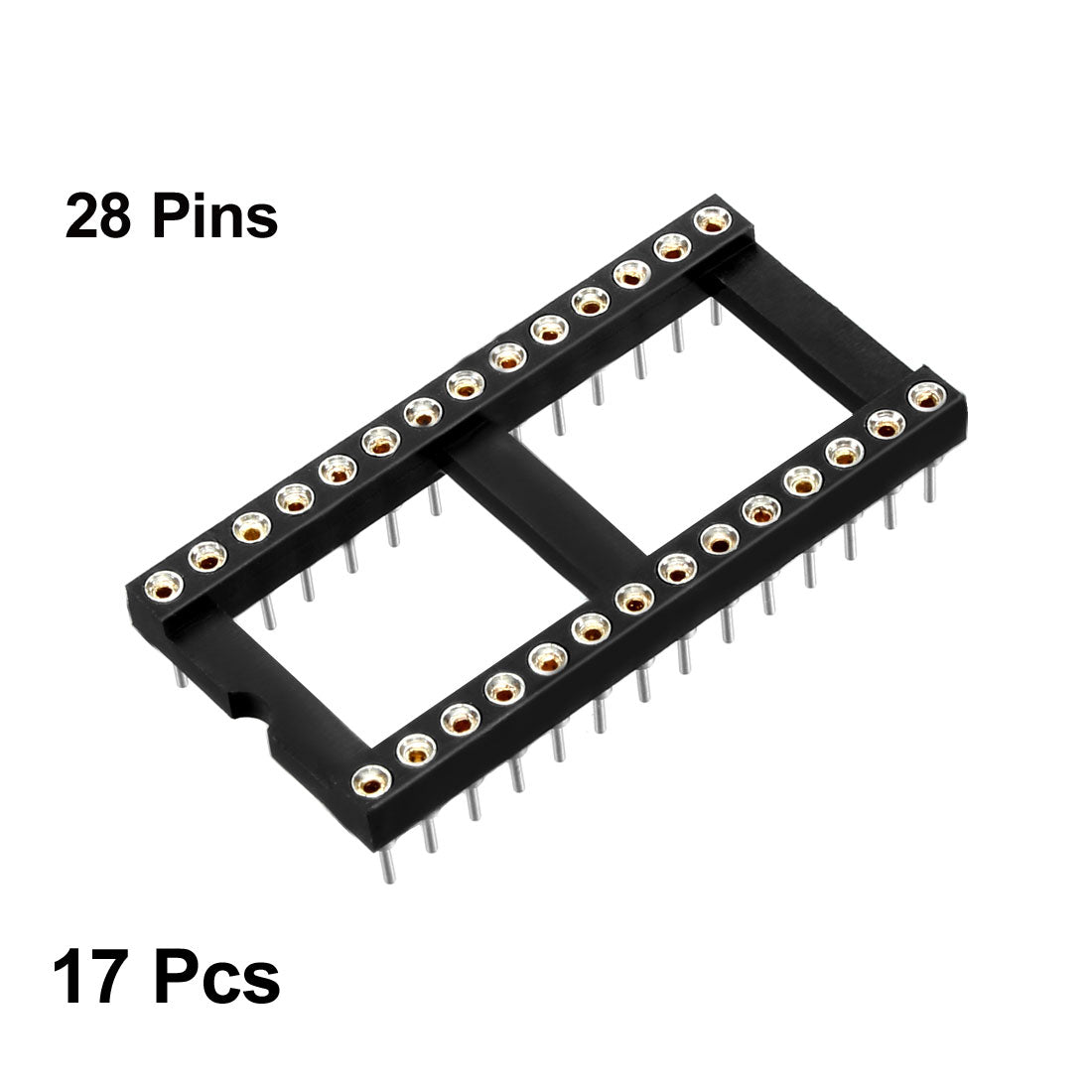 Harfington 17pcs 2.54mm Pitch 15.24mm Row Pitch2 Row 28 Round Pins Soldering DIP IC Chip Socket Adaptor