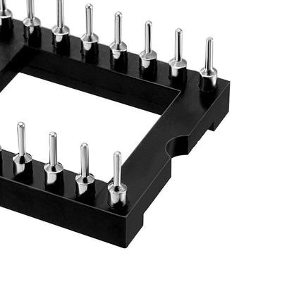 Harfington 17pcs 2.54mm Pitch 15.24mm Row Pitch2 Row 28 Round Pins Soldering DIP IC Chip Socket Adaptor