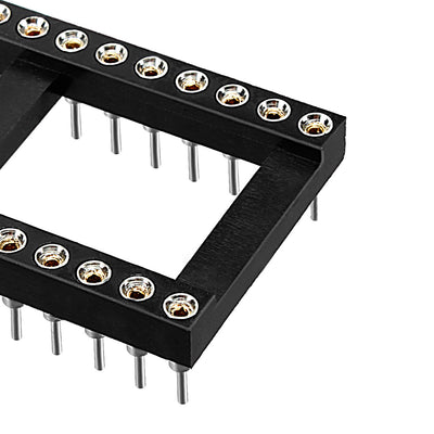 Harfington 17pcs 2.54mm Pitch 15.24mm Row Pitch2 Row 28 Round Pins Soldering DIP IC Chip Socket Adaptor
