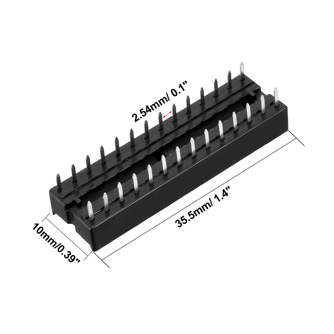Harfington 17pcs 2.54mm Pitch 7.62mm Row Pitch 2 Row 28 Round Pins Soldering DIP IC Chip Socket Adaptor