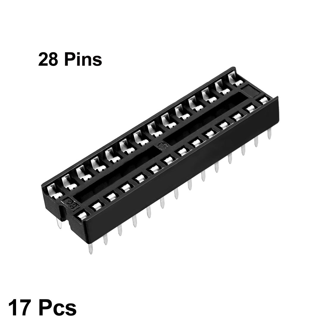 Harfington 17pcs 2.54mm Pitch 7.62mm Row Pitch 2 Row 28 Round Pins Soldering DIP IC Chip Socket Adaptor