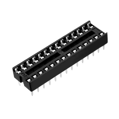 Harfington 17pcs 2.54mm Pitch 7.62mm Row Pitch 2 Row 28 Round Pins Soldering DIP IC Chip Socket Adaptor