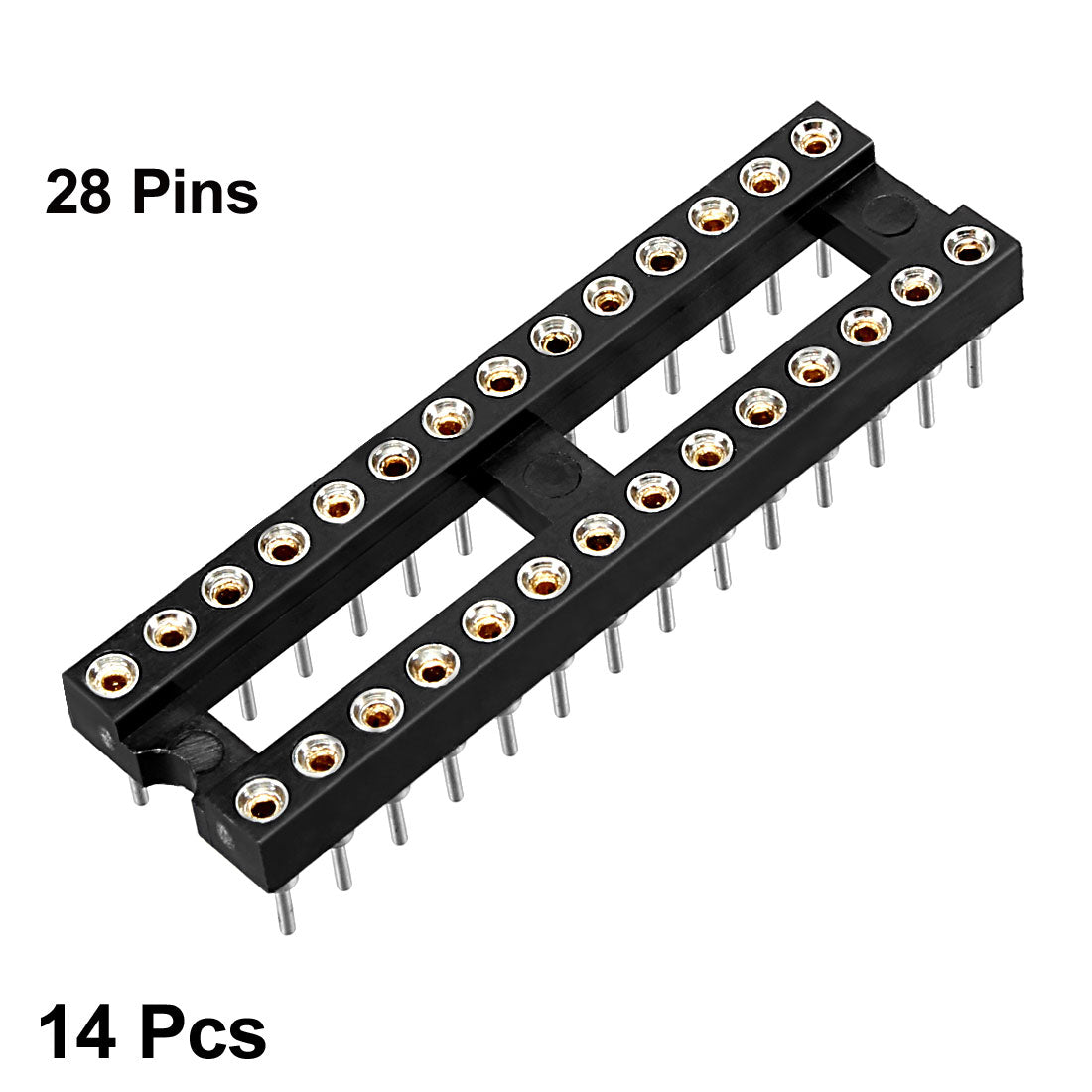 Harfington 14pcs 2.54mm Pitch 7.62mm Row Pitch 2 Row 28 Round Pins Soldering DIP IC Chip Socket Adaptor