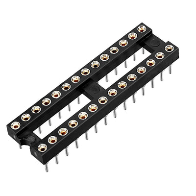 Harfington 14pcs 2.54mm Pitch 7.62mm Row Pitch 2 Row 28 Round Pins Soldering DIP IC Chip Socket Adaptor