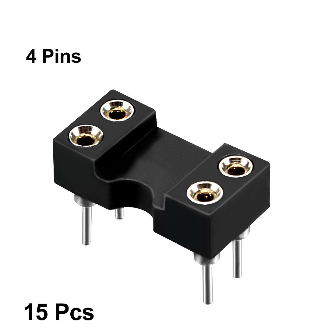 Harfington 15pcs 2.54mm Pitch 7.6 Row Pitch 2 Row 4 Round Pins Soldering DIP IC Chip Socket Adaptor