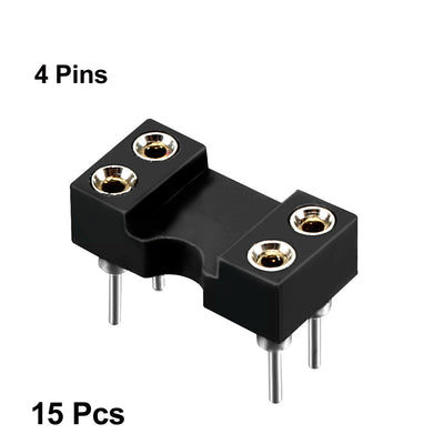Harfington 15pcs 2.54mm Pitch 7.6 Row Pitch 2 Row 4 Round Pins Soldering DIP IC Chip Socket Adaptor