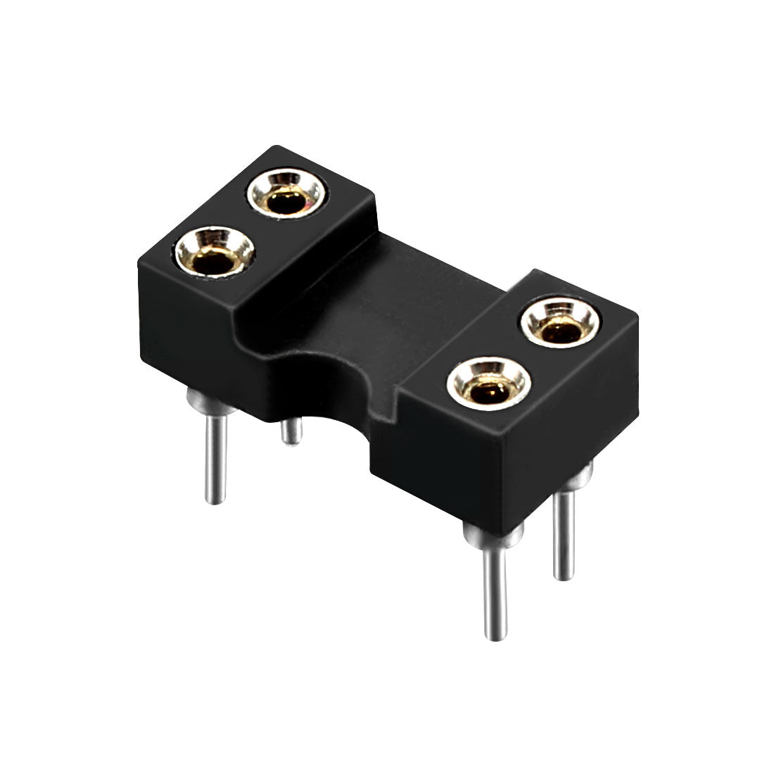 Harfington 15pcs 2.54mm Pitch 7.6 Row Pitch 2 Row 4 Round Pins Soldering DIP IC Chip Socket Adaptor