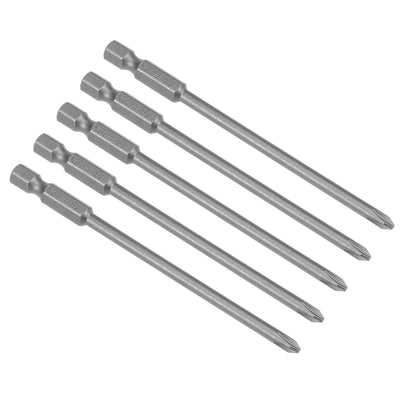Harfington 5 Pcs 1/4 Shank 100mm Length 4mm Phillips PH1 Magnetic S2 Screwdriver Bits