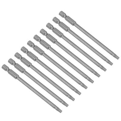 Harfington 10pcs 100mm Long 1/4" Hex Shank T20 Magnetic Torx Head Screwdriver Bits S2 High Alloy Steel