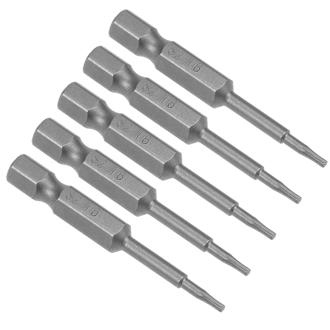 Harfington 5pcs 50mm Long 1/4" Hex Shank T6 Magnetic Torx Head Screwdriver Bits S2 High Alloy Steel