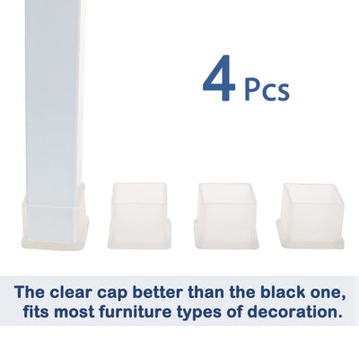 Harfington Clear PVC Chair Leg Caps End Pad Feet Cover Furniture Slider Floor Protector 4pcs Reduce Noise Anti Scratch