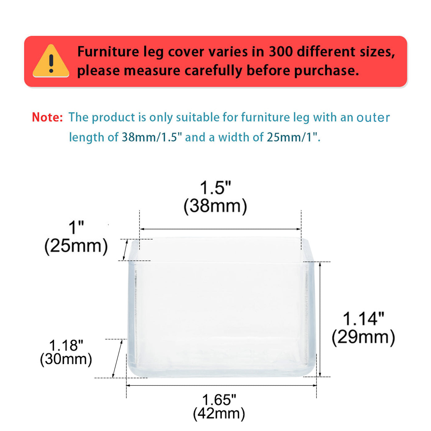 Harfington Clear PVC Chair Leg Caps End Pad Feet Cover Furniture Slider Floor Protector 4pcs Reduce Noise Anti Scratch