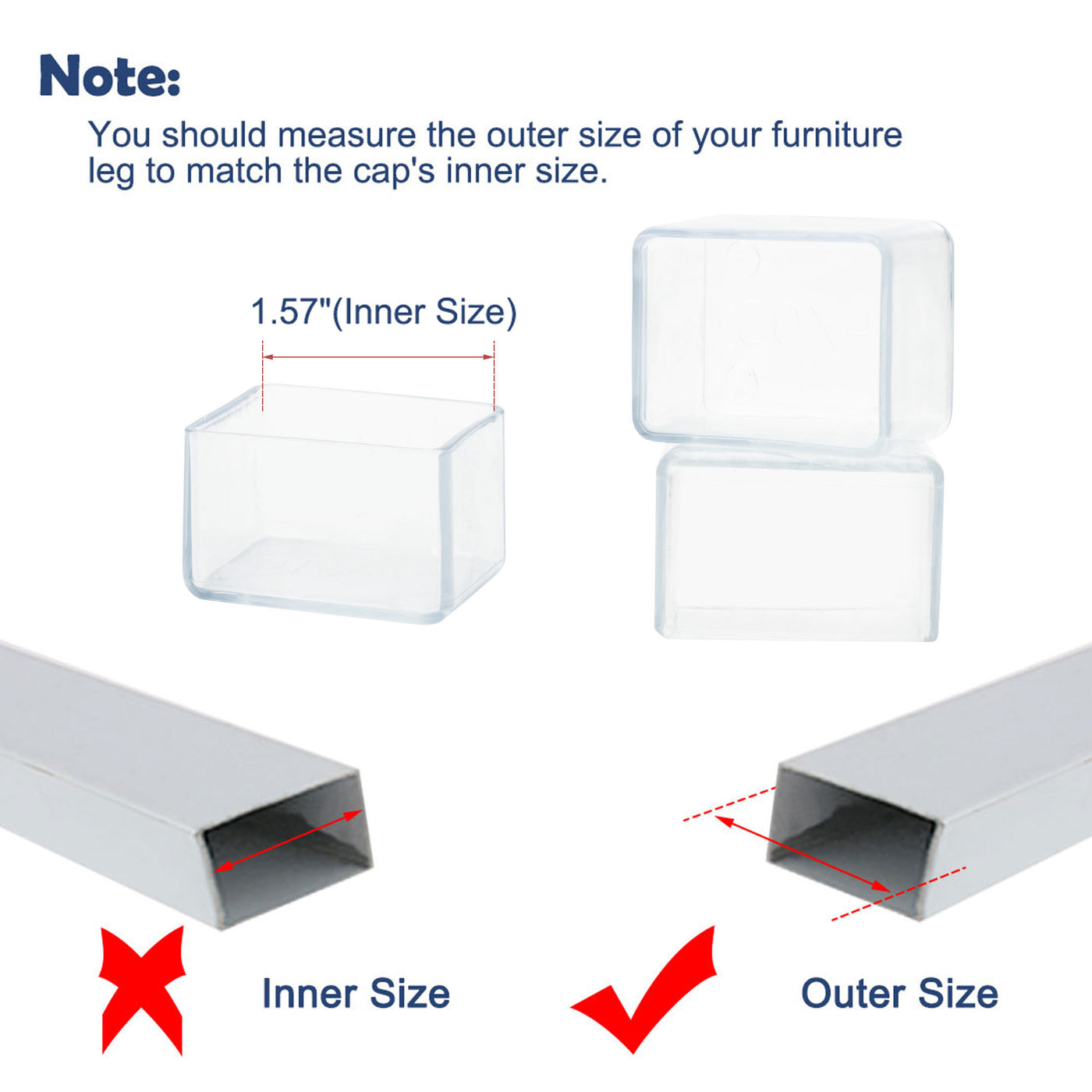 Harfington Clear PVC Chair Leg Caps End Pad Feet Cover Furniture Slider Floor Protector 4pcs Reduce Noise Anti Scratch