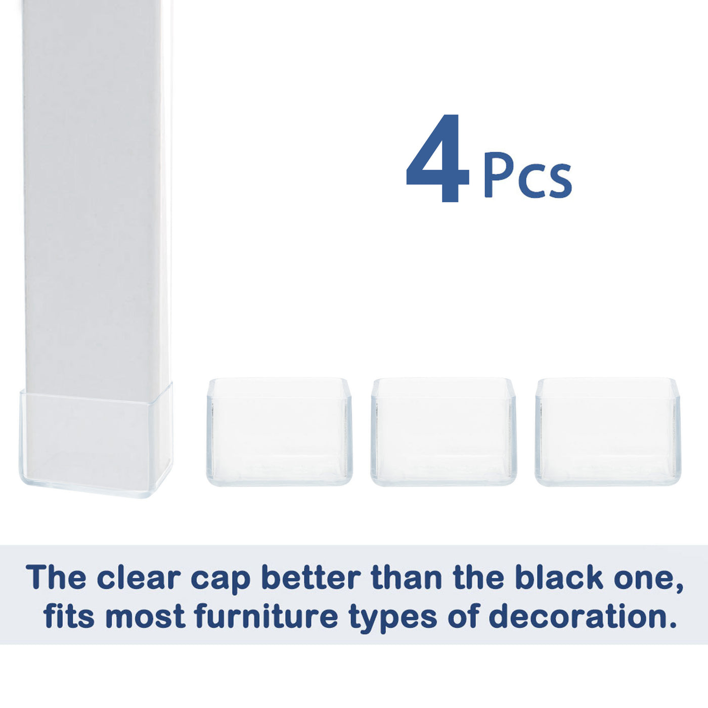 Harfington Clear PVC Chair Leg Caps End Pad Feet Cover Furniture Slider Floor Protector 4pcs Reduce Noise Anti Scratch
