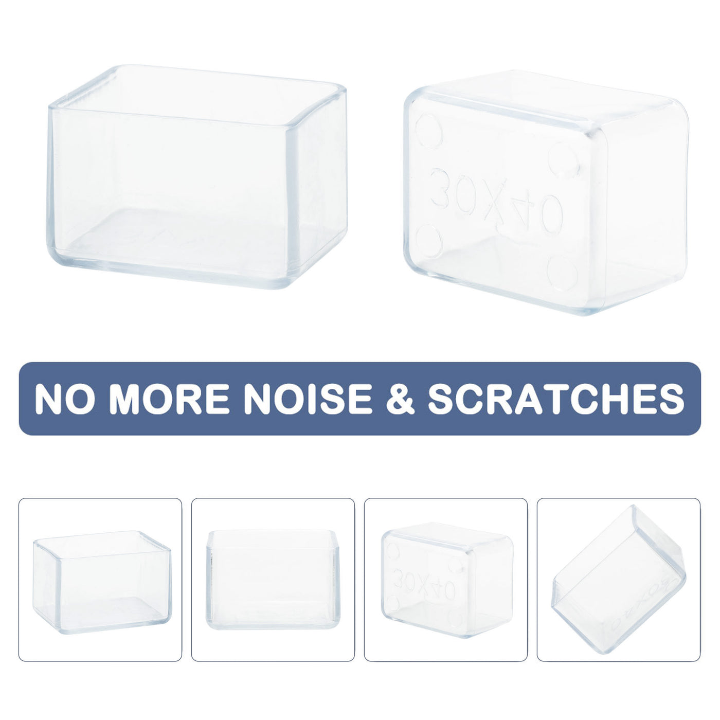 Harfington Clear PVC Chair Leg Caps End Pad Feet Cover Furniture Slider Floor Protector 4pcs Reduce Noise Anti Scratch