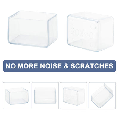 Harfington Clear PVC Chair Leg Caps End Pad Feet Cover Furniture Slider Floor Protector 4pcs Reduce Noise Anti Scratch