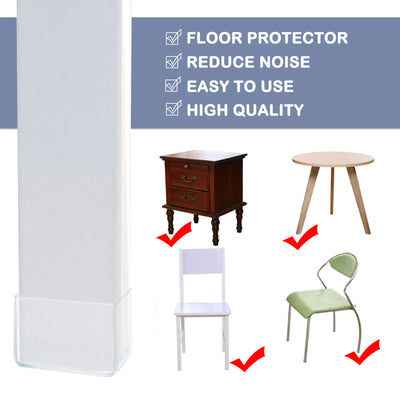 Harfington Clear PVC Chair Leg Caps End Pad Feet Cover Furniture Slider Floor Protector 4pcs Reduce Noise Anti Scratch