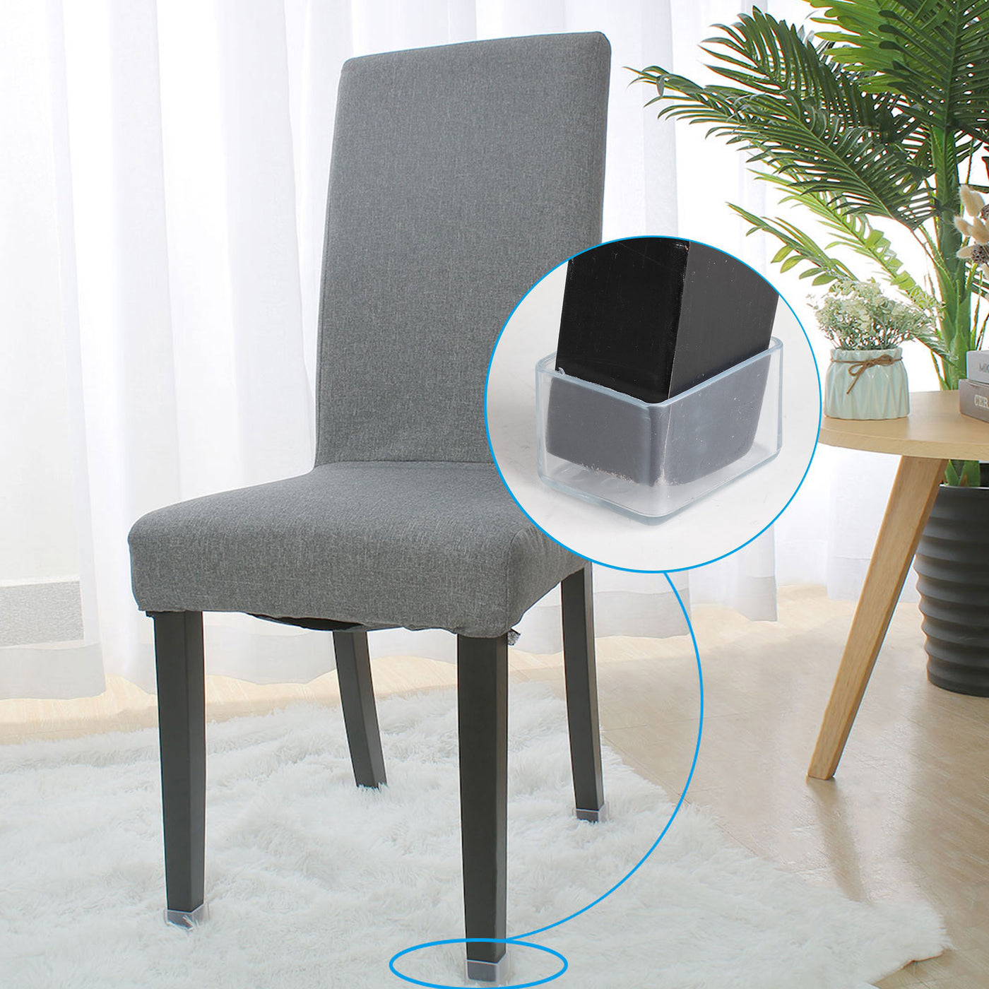 Harfington Clear PVC Chair Leg Caps End Pad Feet Cover Furniture Slider Floor Protector 4pcs Reduce Noise Anti Scratch