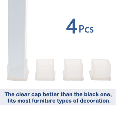 Harfington Clear PVC Chair Leg Caps End Pad Feet Cover Furniture Slider Floor Protector 4pcs Reduce Noise Anti Scratch