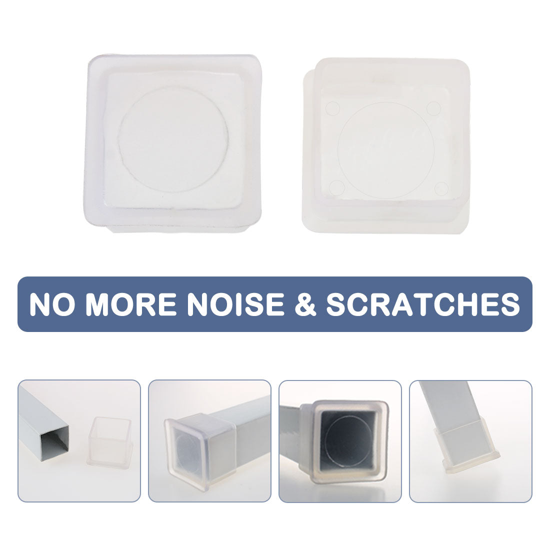 Harfington Clear PVC Chair Leg Caps End Pad Feet Cover Furniture Slider Floor Protector 4pcs Reduce Noise Anti Scratch