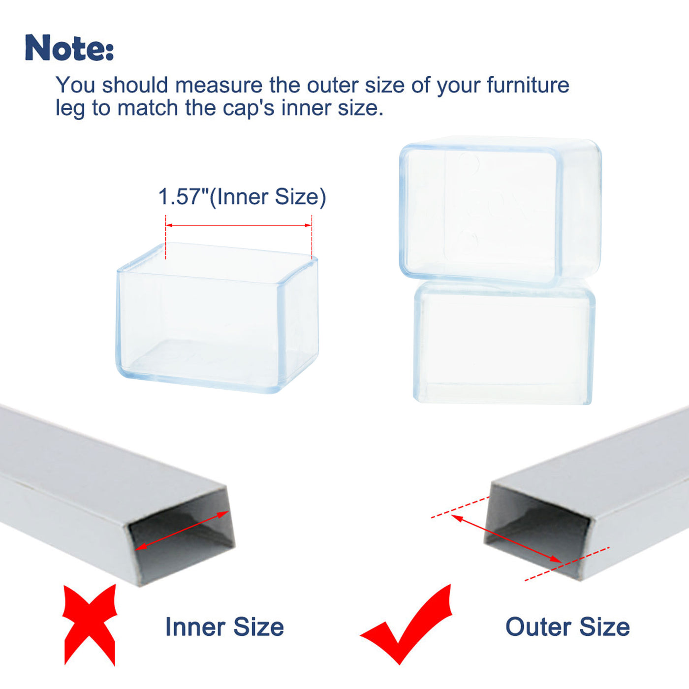 Harfington Clear PVC Chair Leg Caps End Pad Feet Cover Furniture Slider Floor Protector 4pcs Reduce Noise Anti Scratch