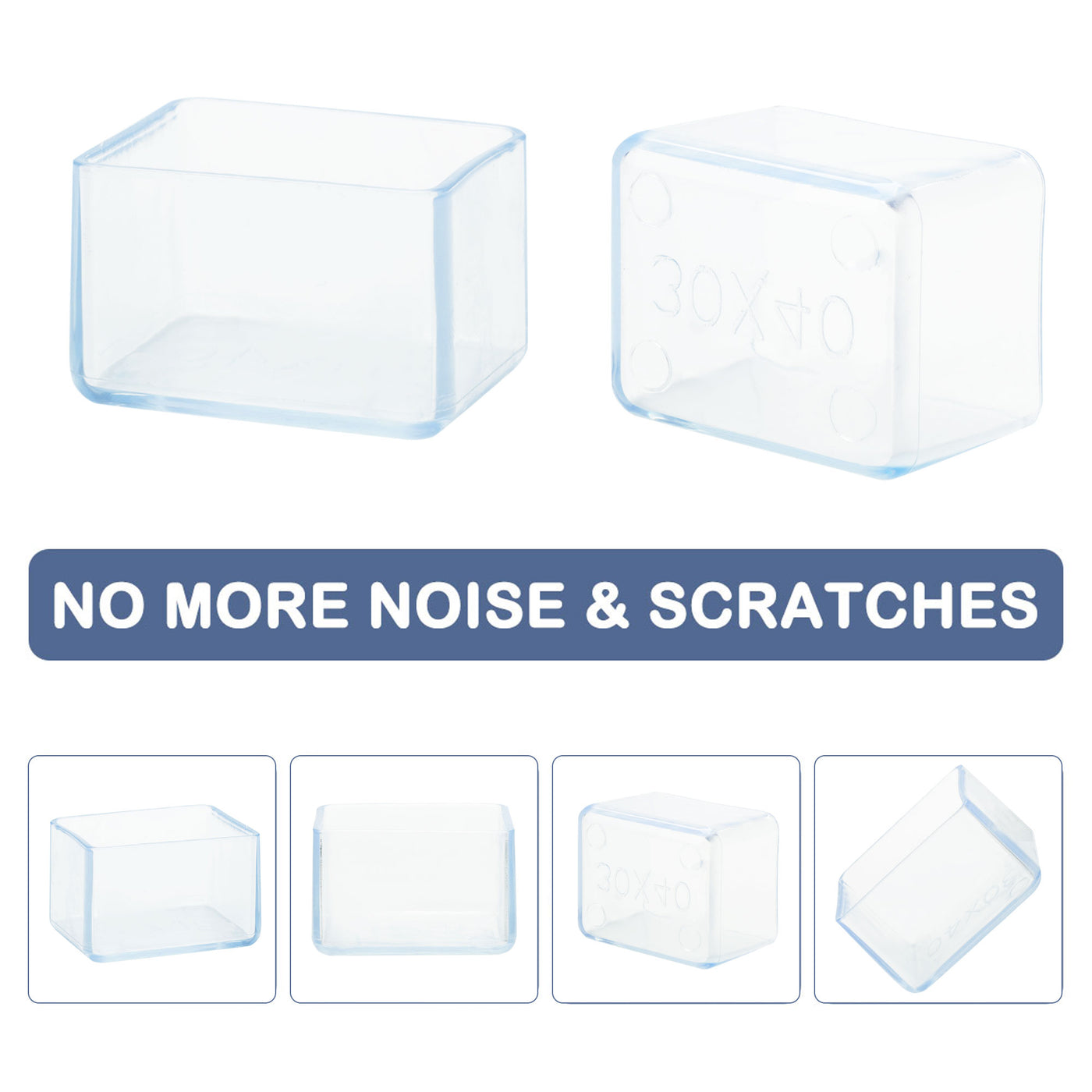 Harfington Clear PVC Chair Leg Caps End Pad Feet Cover Furniture Slider Floor Protector 4pcs Reduce Noise Anti Scratch