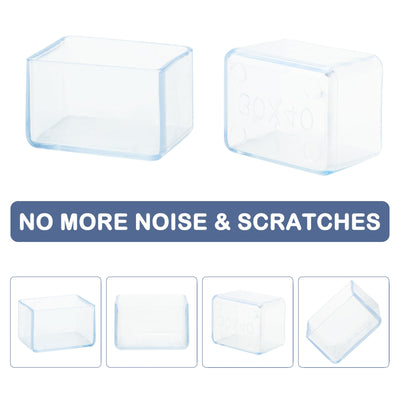 Harfington Clear PVC Chair Leg Caps End Pad Feet Cover Furniture Slider Floor Protector 4pcs Reduce Noise Anti Scratch