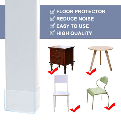 Harfington Clear PVC Chair Leg Caps End Pad Feet Cover Furniture Slider Floor Protector 4pcs Reduce Noise Anti Scratch