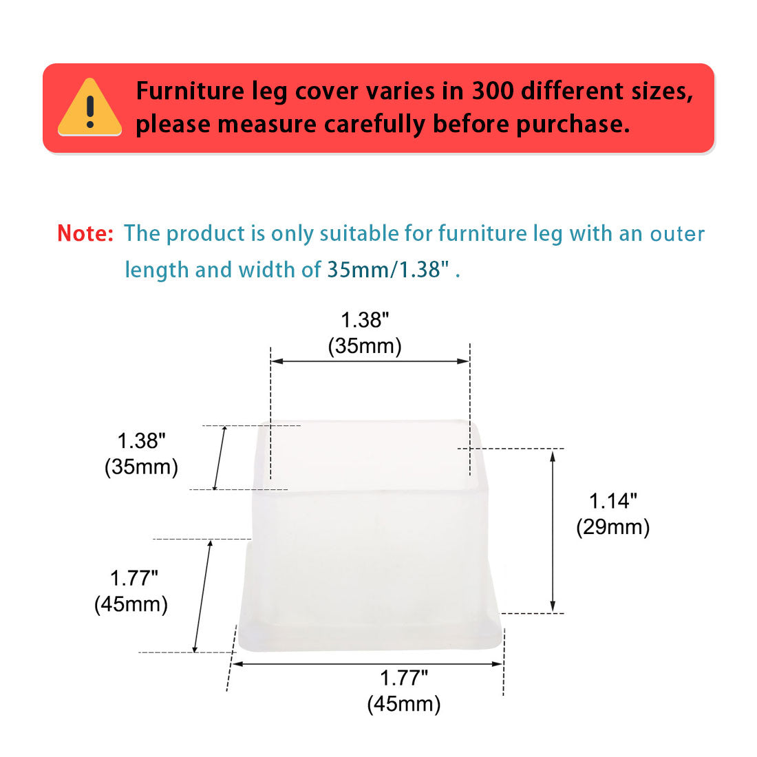Harfington Clear PVC Chair Leg Caps End Pad Feet Cover Furniture Slider Floor Protector 4pcs Reduce Noise Anti Scratch