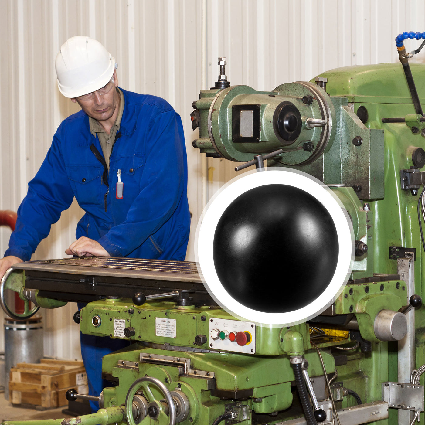 Harfington 10 Pcs Thermoset Ball Knob Female Thread Machine Handle Smooth Rim Black