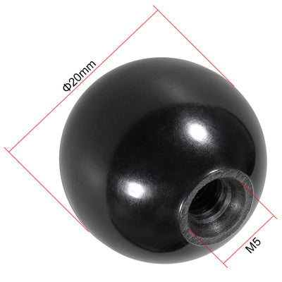 Harfington 30 Pcs Thermoset Ball Knob Female Thread Machine Handle Smooth Rim Black