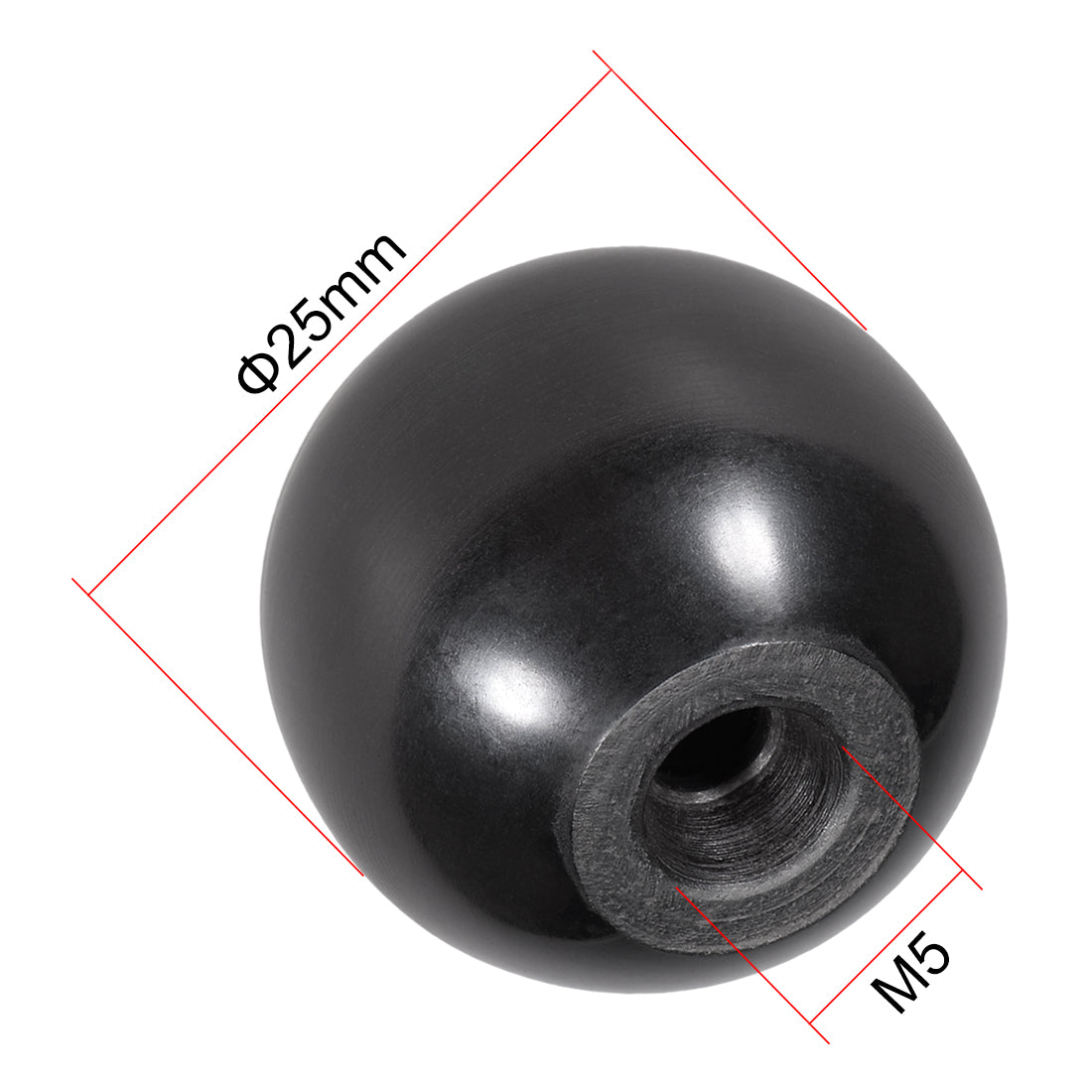 Harfington 10 Pcs Thermoset Ball Knob Female Thread Machine Handle Smooth Rim Black
