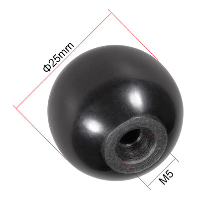 Harfington 10 Pcs Thermoset Ball Knob Female Thread Machine Handle Smooth Rim Black