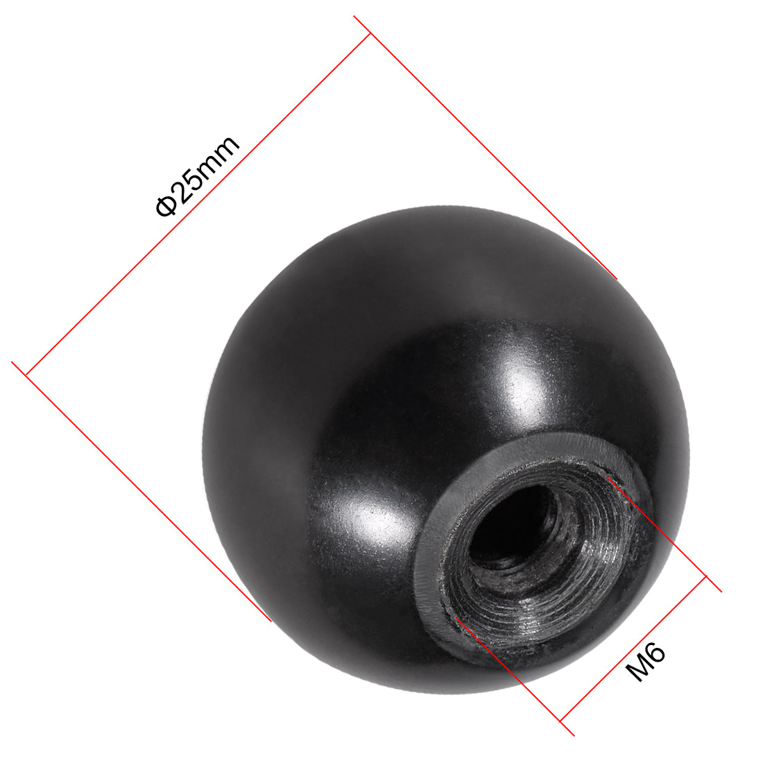 Harfington 10 Pcs Thermoset Ball Knob Female Thread Machine Handle Smooth Rim Black