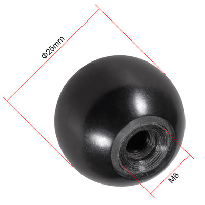 Harfington 10 Pcs Thermoset Ball Knob Female Thread Machine Handle Smooth Rim Black