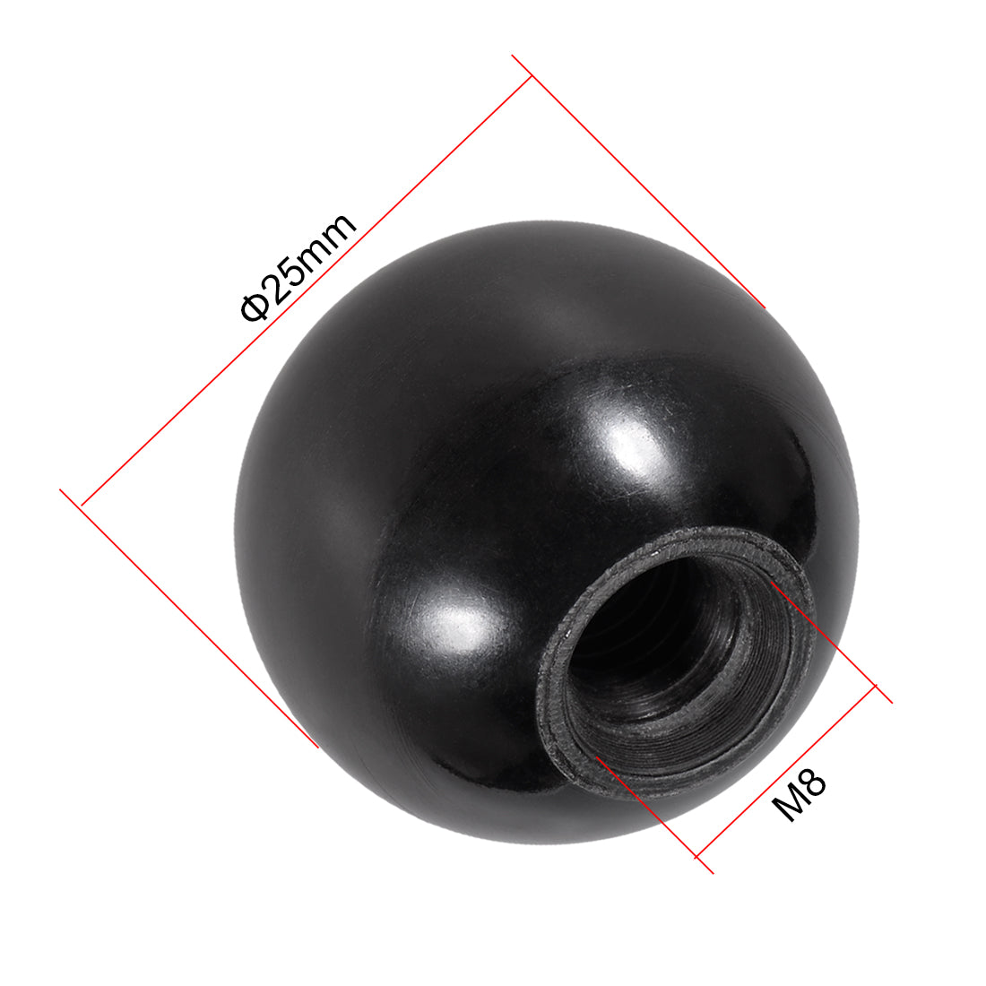 Harfington 10 Pcs Thermoset Ball Knob Female Thread Machine Handle Smooth Rim Black