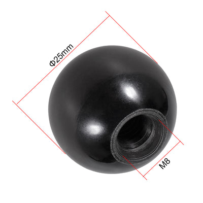 Harfington 10 Pcs Thermoset Ball Knob Female Thread Machine Handle Smooth Rim Black