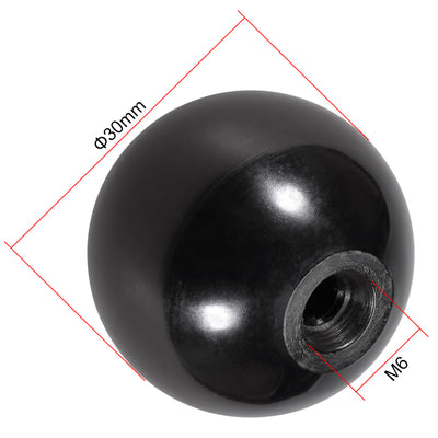 Harfington 10 Pcs Thermoset Ball Knob Female Thread Machine Handle Smooth Rim Black