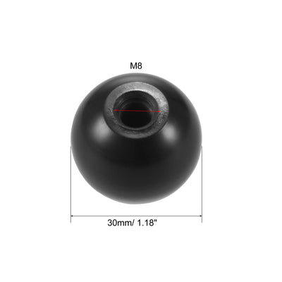 Harfington 30 Pcs Thermoset Ball Knob Female Thread Machine Handle Smooth Rim Black