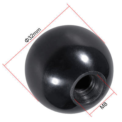 Harfington 12 Pcs Thermoset Ball Knob Female Thread Machine Handle Smooth Rim Black