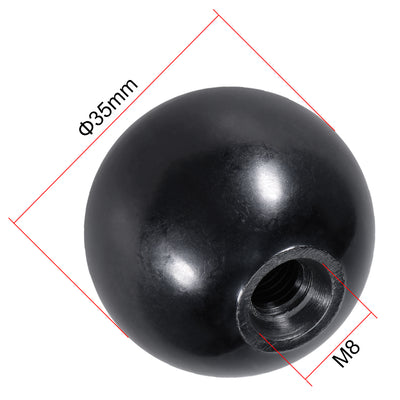 Harfington 30 Pcs Thermoset Ball Knob Female Thread Machine Handle Smooth Rim Black