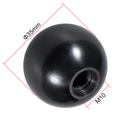 Harfington 15 Pcs Thermoset Ball Knob Female Thread Machine Handle Smooth Rim Black