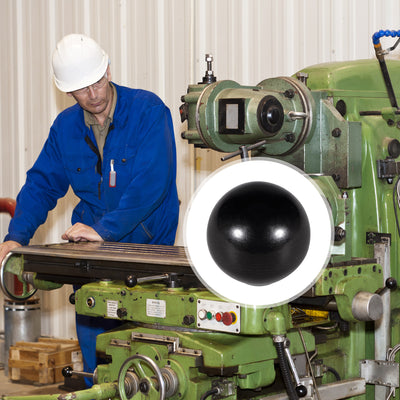 Harfington 5 Pcs Thermoset Ball Knob M10 Female Thread Machine Handle 40mm Diameter Smooth Rim Black