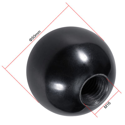 Harfington 2 Pcs Thermoset Ball Knob Female Thread Machine Handle Smooth Rim Black
